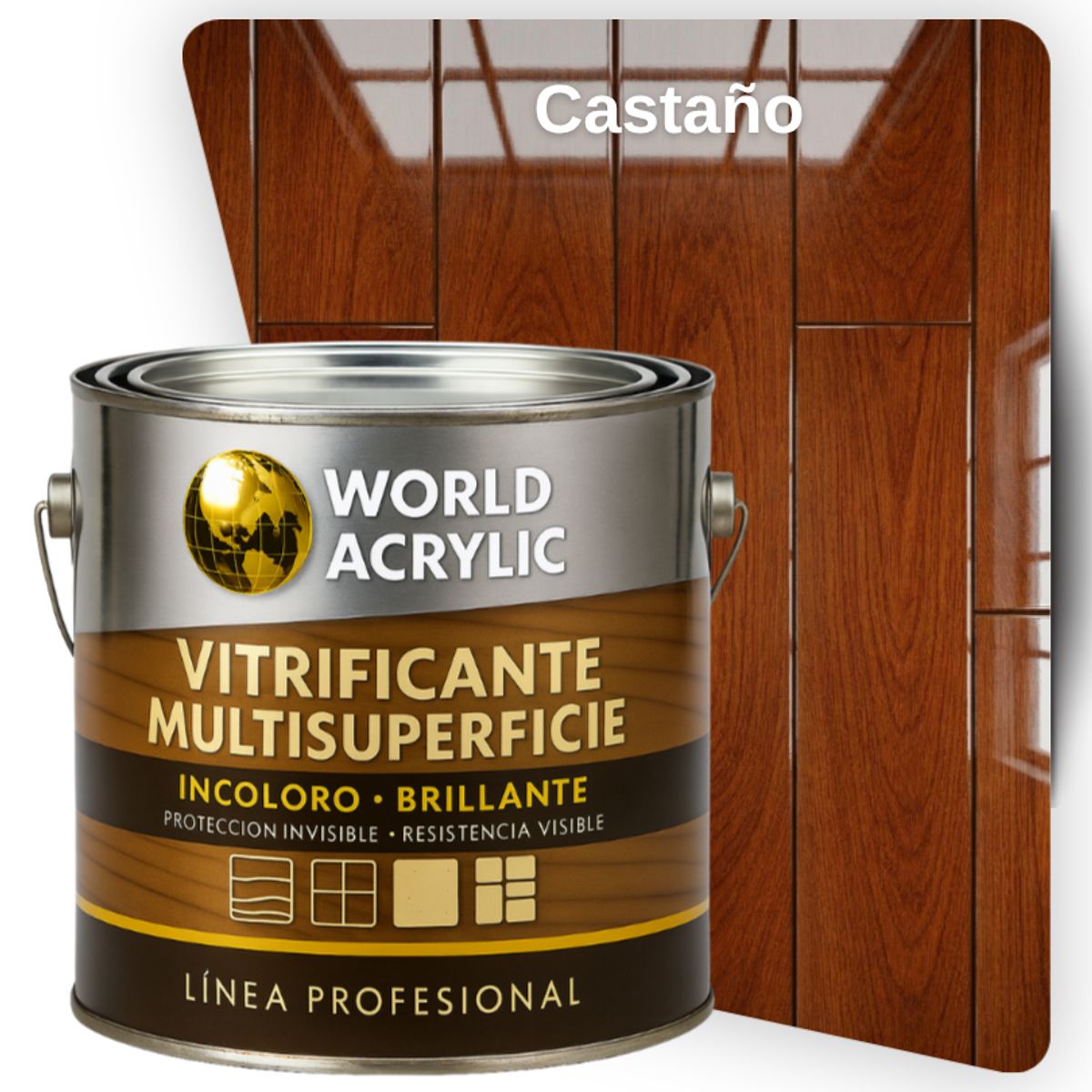 WORLD ACRYLIC - VITRIFICANTE MULTISUPERFICIE INCOLORO BRILLANTE CASTAÑO GALÓN