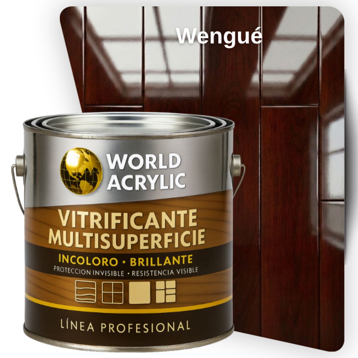 WORLD ACRYLIC - VITRIFICANTE MULTISUPERFICIE INCOLORO BRILLANTE WENGUÉ GALÓN