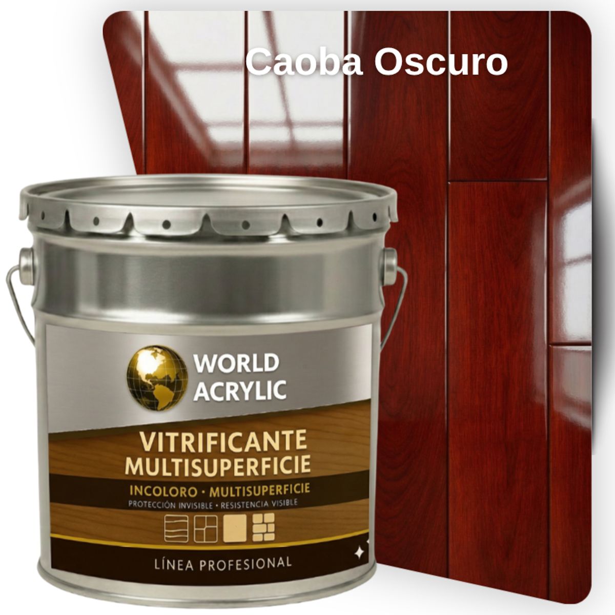 WORLD ACRYLIC - VITRIFICANTE MULTISUPERFICIE BRILLANTE CAOBA OSCURO TINETA 4G