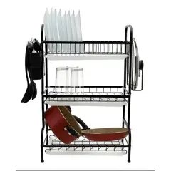 GENERICO - Escurridor De Platos Seca Cubiertos Metal 3 Niveles Mesada Color Negro