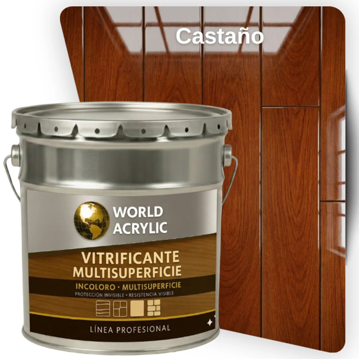 WORLD ACRYLIC - VITRIFICANTE MULTISUPERFICIE BRILLANTE CASTAÑO TINETA 4G