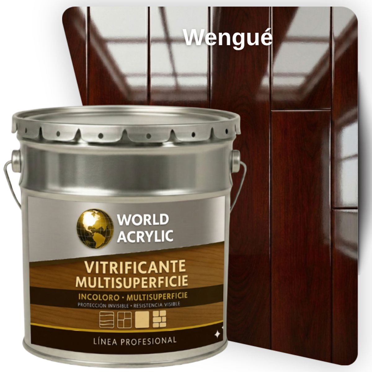 WORLD ACRYLIC - VITRIFICANTE MULTISUPERFICIE BRILLANTE WENGUÉ TINETA 4G