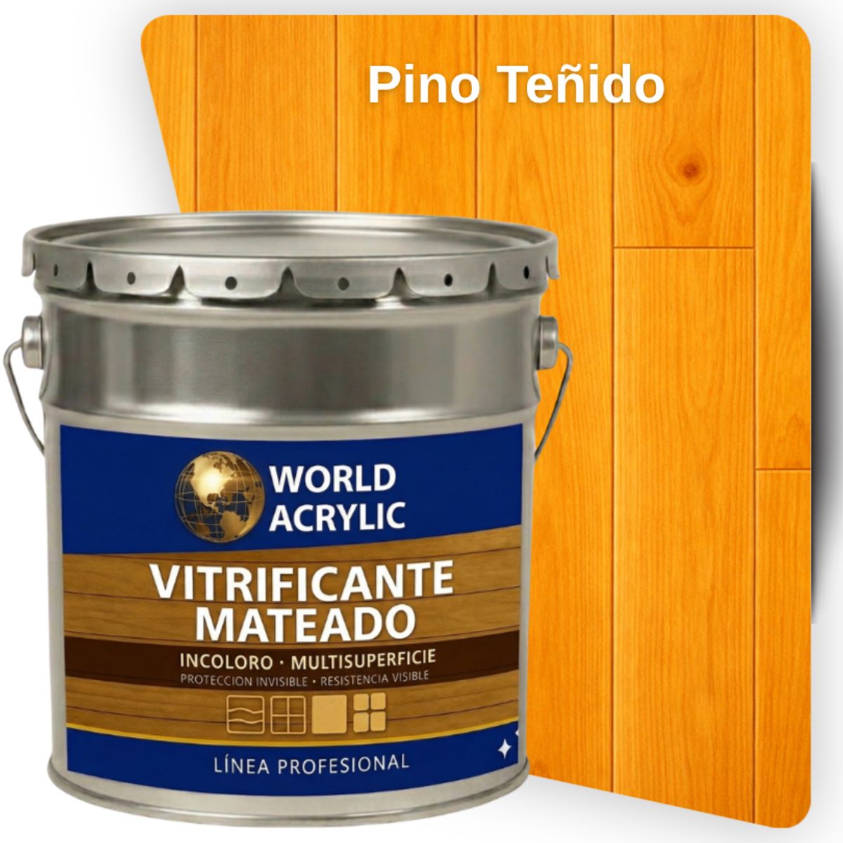 WORLD ACRYLIC - VITRIFICANTE MULTISUPERFICIE  MATEADO TINETA - PINO TEÑIDO