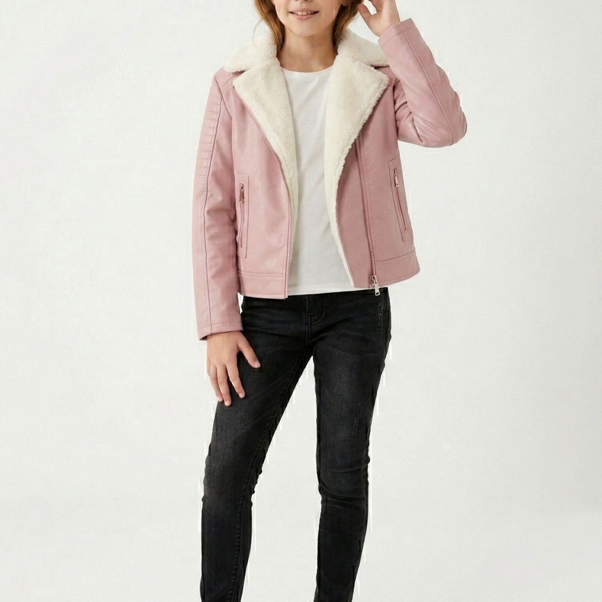 KIBOU - Chaquetas Aviadora de Ecocuero con Polar para Niños