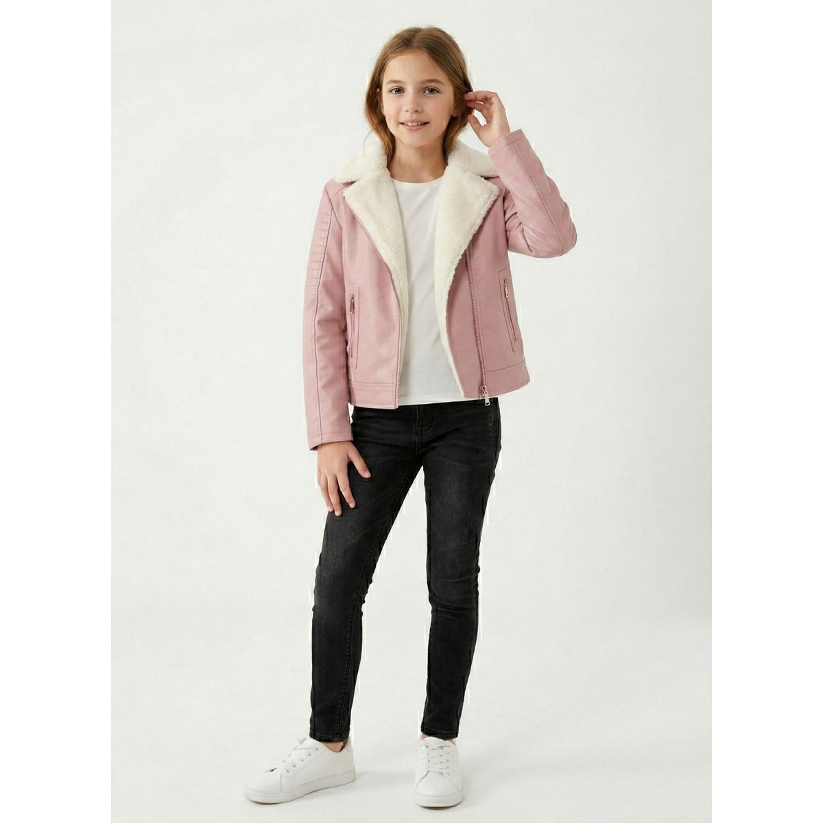 KIBOU - Chaquetas Aviadora de Ecocuero con Polar para Niños