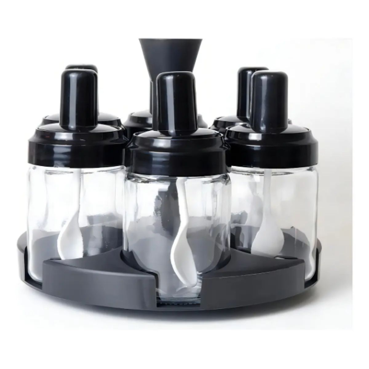 GENERICO - Set 6 Especieros Condimentos Giratorio 360 Especiero Cocina Color Negro