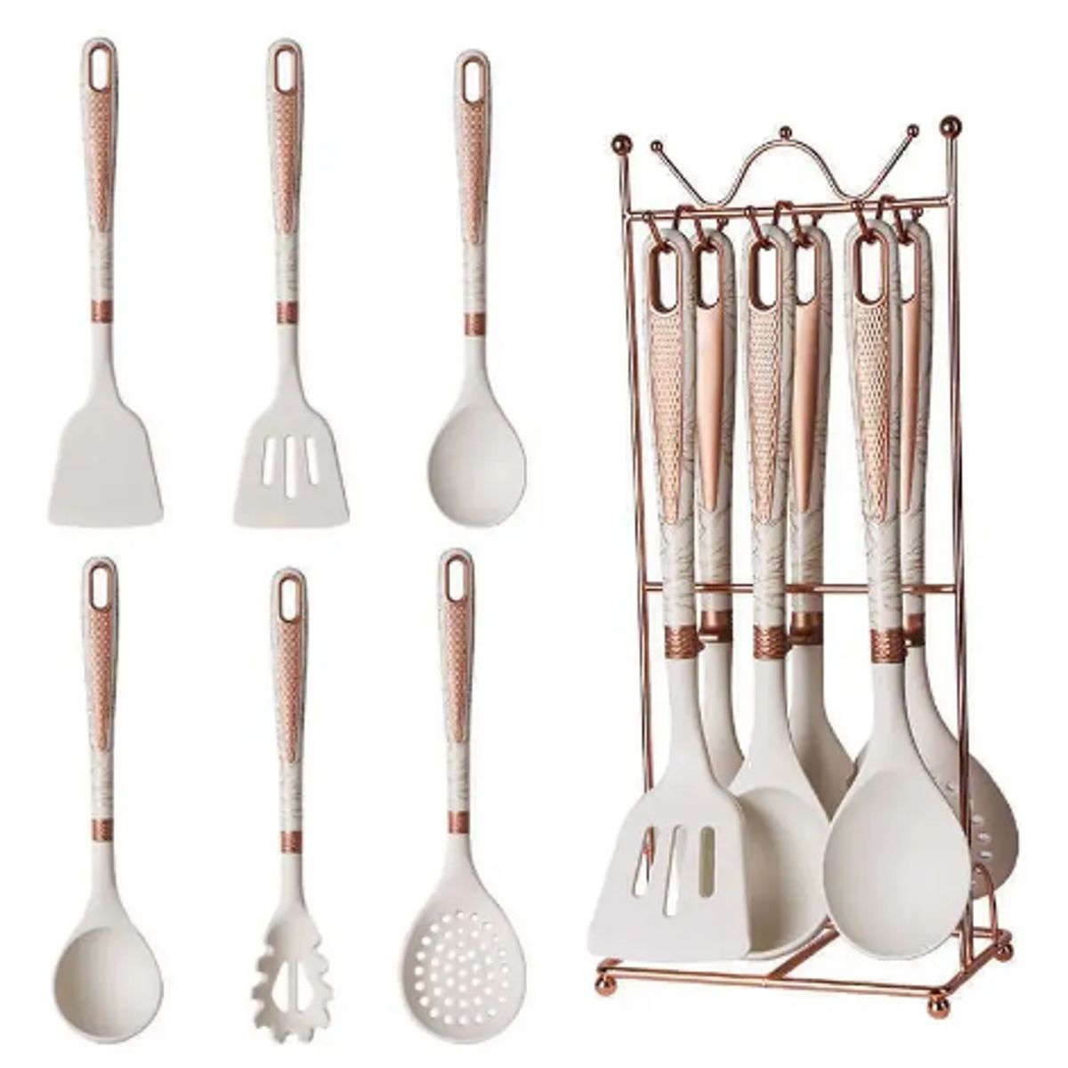 GENERICO - Set Utensilios De Cocina Con Soporte De Metal 7 Piezas