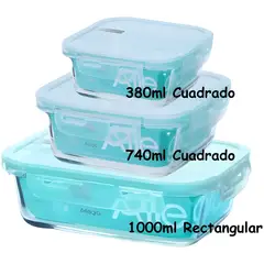 ALLEGRA - Set 3 Contenedores Taper Herméticos 1000ml + 740ml + 380ml