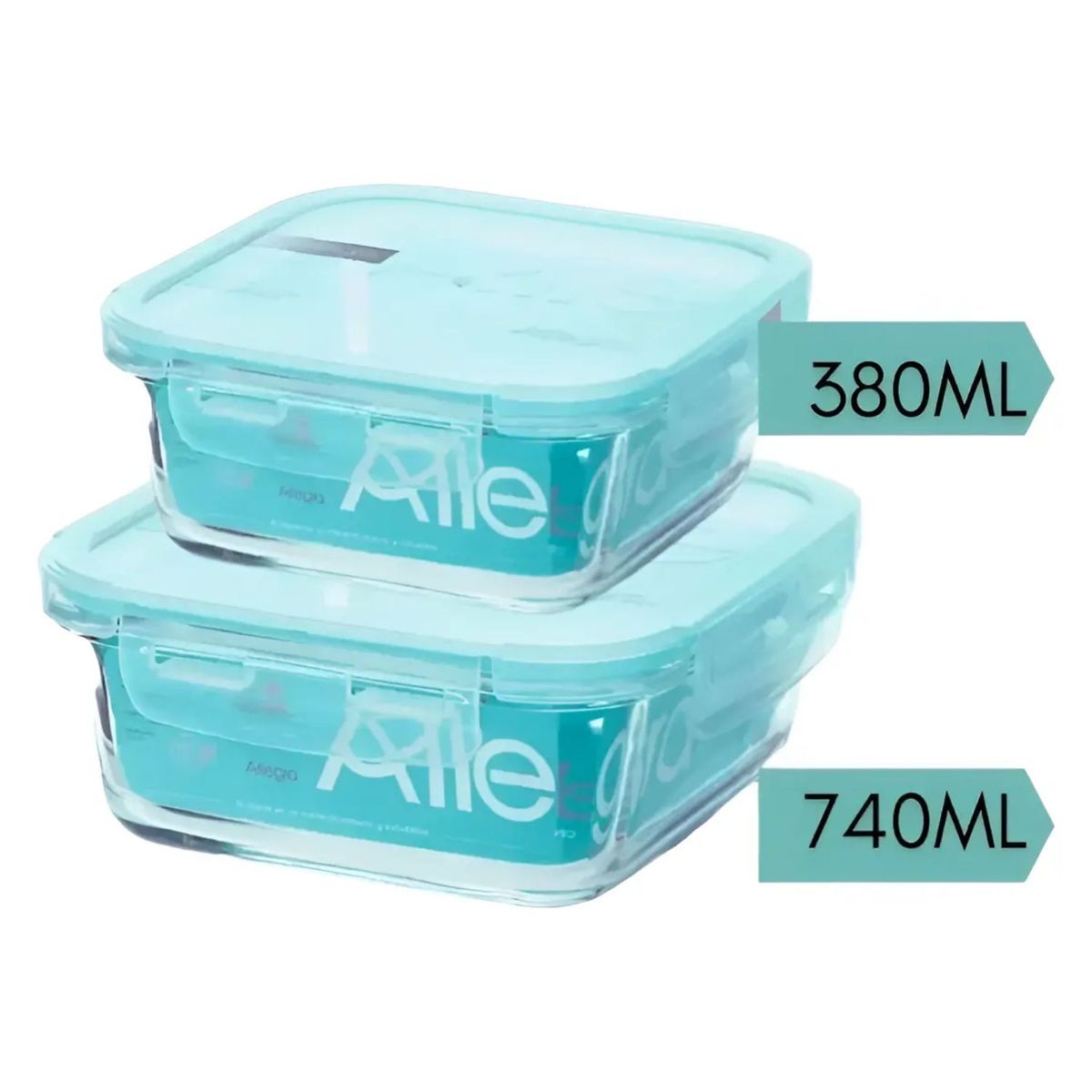ALLEGRA - Pack 2 Contenedores Herméticos Vidrio (740+380 Ml) Allegra
