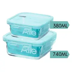 ALLEGRA - Pack 2 Contenedores Herméticos Vidrio (740+380 Ml)