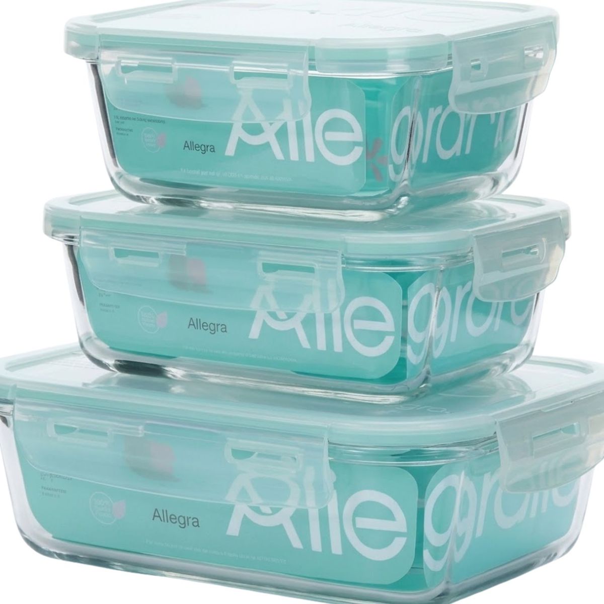 ALLEGRA - Set 3 Contenedores Tapers Hermeticos Allegra Vidrio