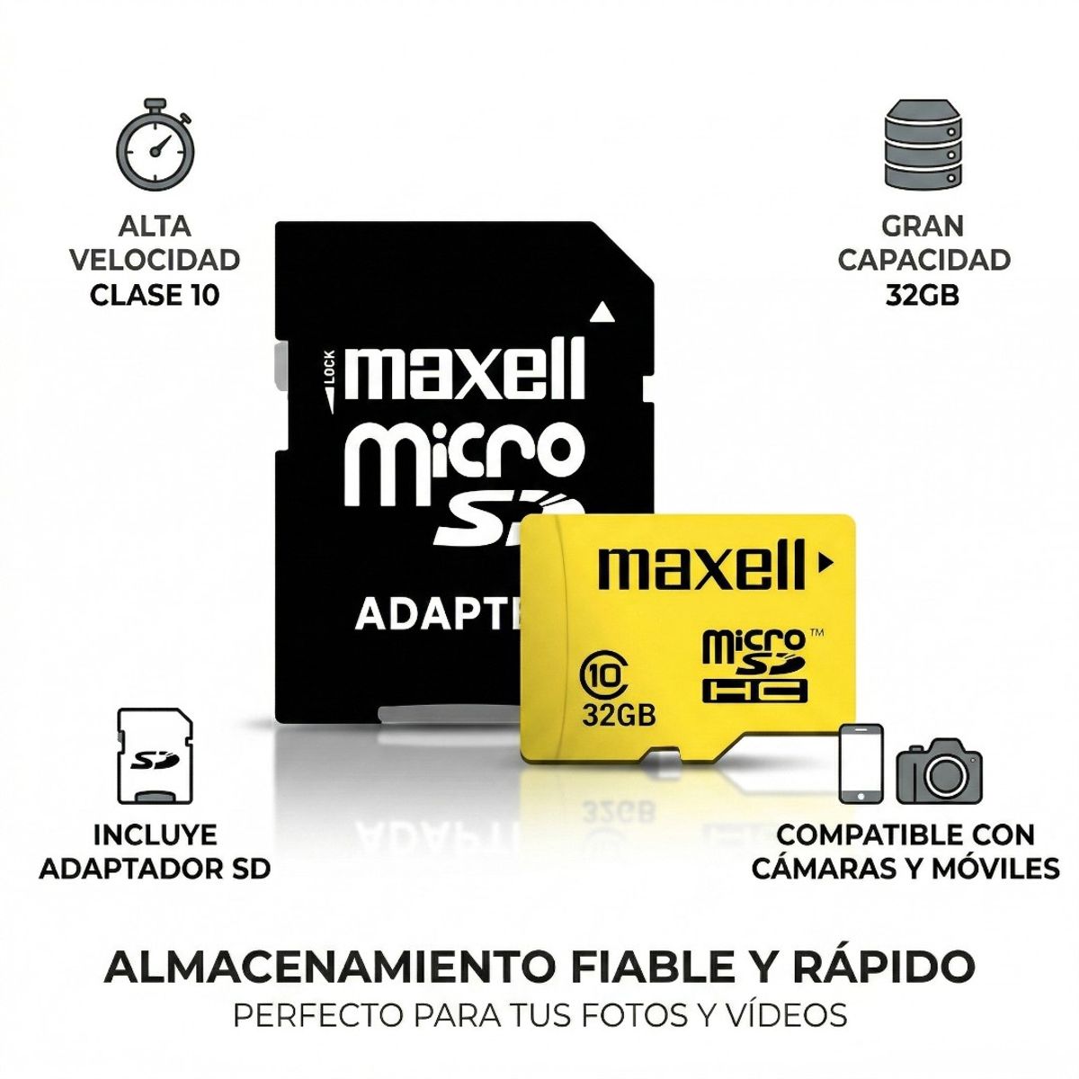 MAXELL - Memoria Micro SDHC 32GB Maxell Clase 10 Alta Velocidad