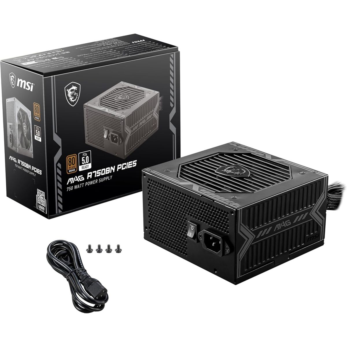 MSI - FUENTE DE PODER MSI 750W 80 PLUS BRONCE ATX 3.0 PCIE 5.0 P/N MAGA750BNPCIE5