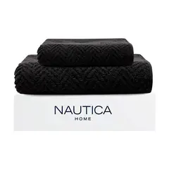 NAUTICA - Set 2 Toallas VIS Cara+mano 100% algodón alta calidad negro