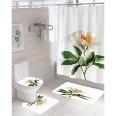 GENERICO - Juego de Baño Completo 5 Piezas Cortina de Tela y Forro de Ducha