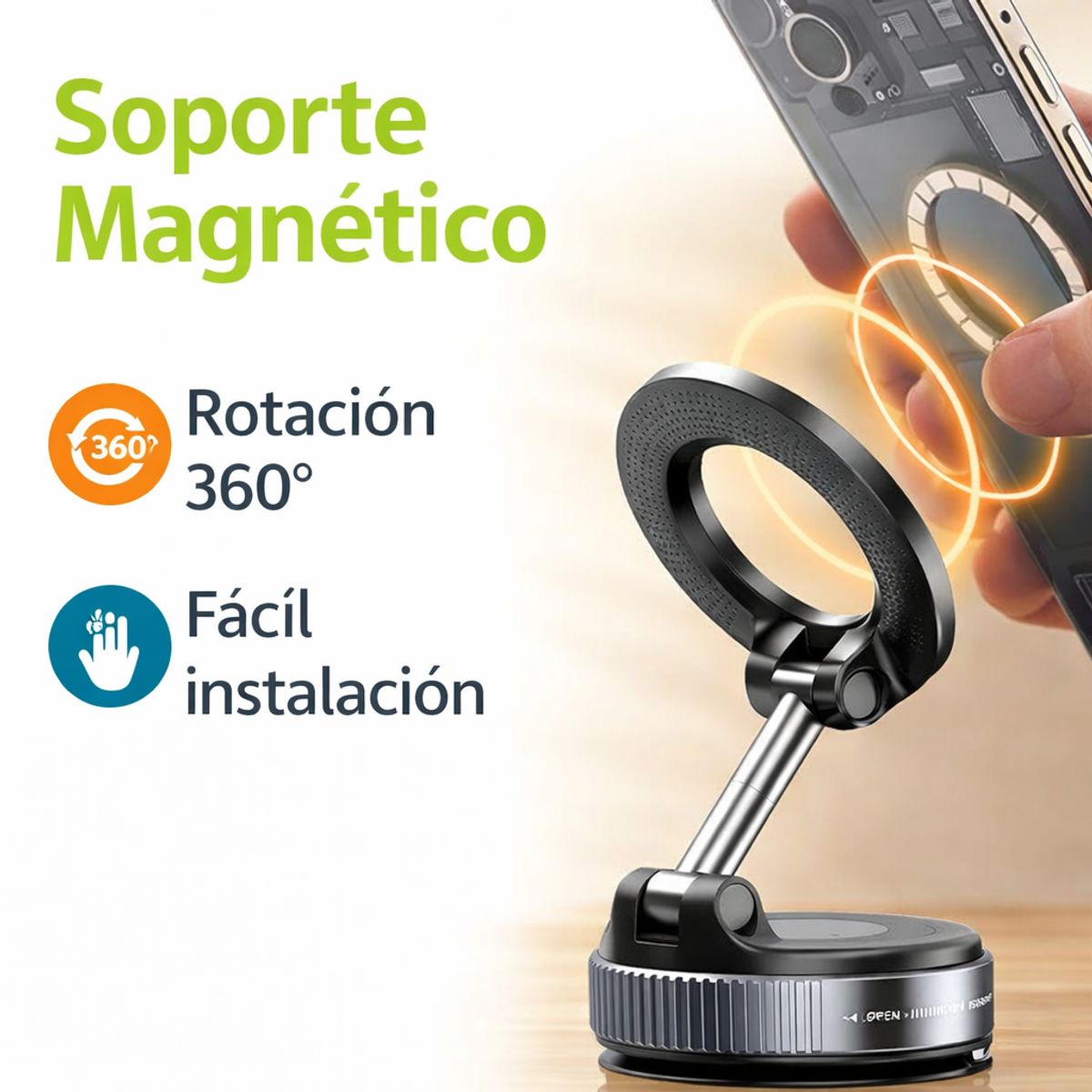 GENERICO - Soporte Magnético Celular Auto 360°  Imán Fuerte  Compatible iPhone y Android