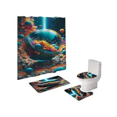 GENERICO - Set 5 Piezas Baño Cortina Lavable con Forro de Ducha