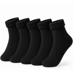 GENERICO - Pack 5 Calcetines Térmicos Forrados De Polar de Color Negro