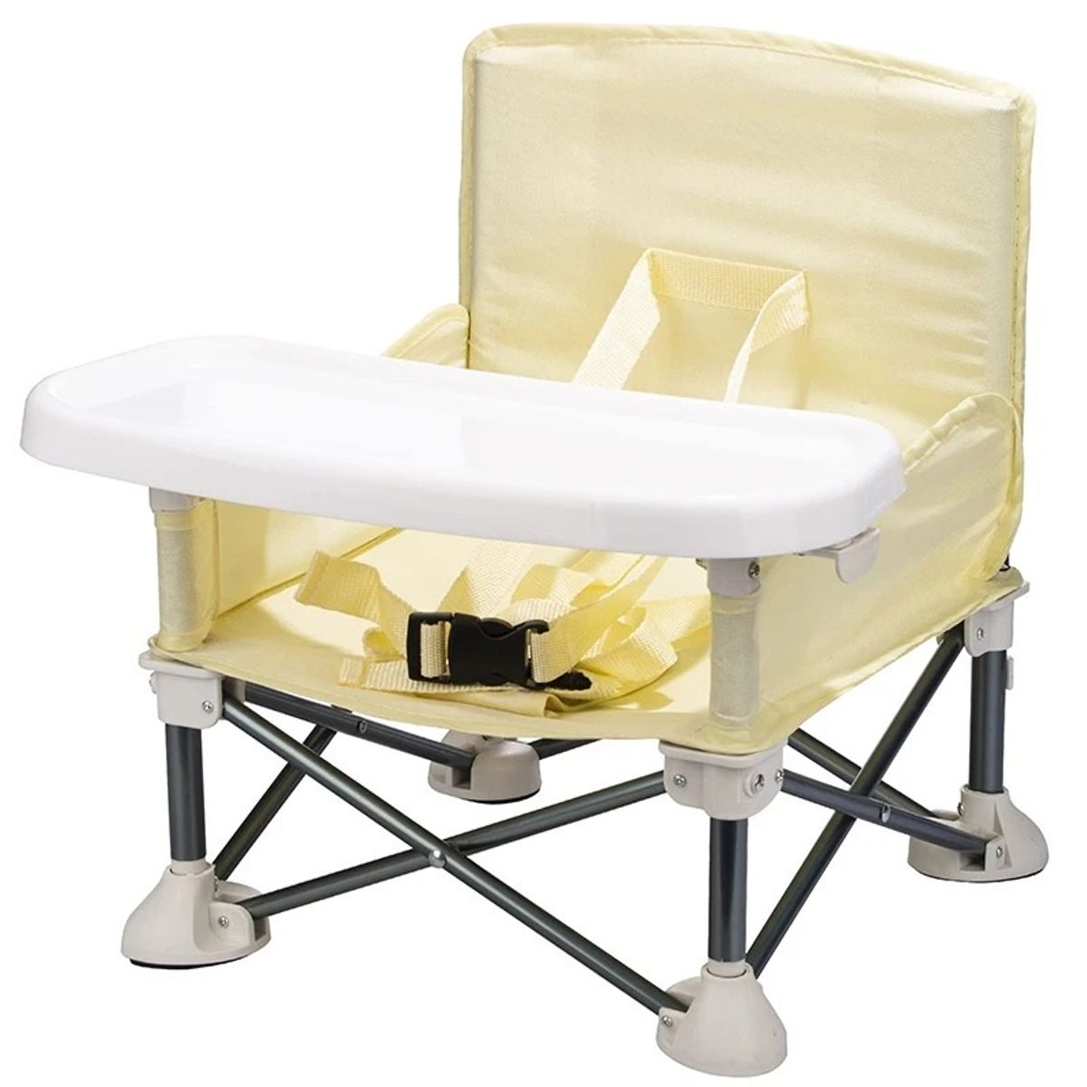 GENERICO - SILLA CAMPING PARA BEBES PLEGABLE PORTATIL AMARILLO PASTEL