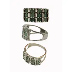 TAETHAI - Anillo plata 925 con piedra Esmeralda Natural