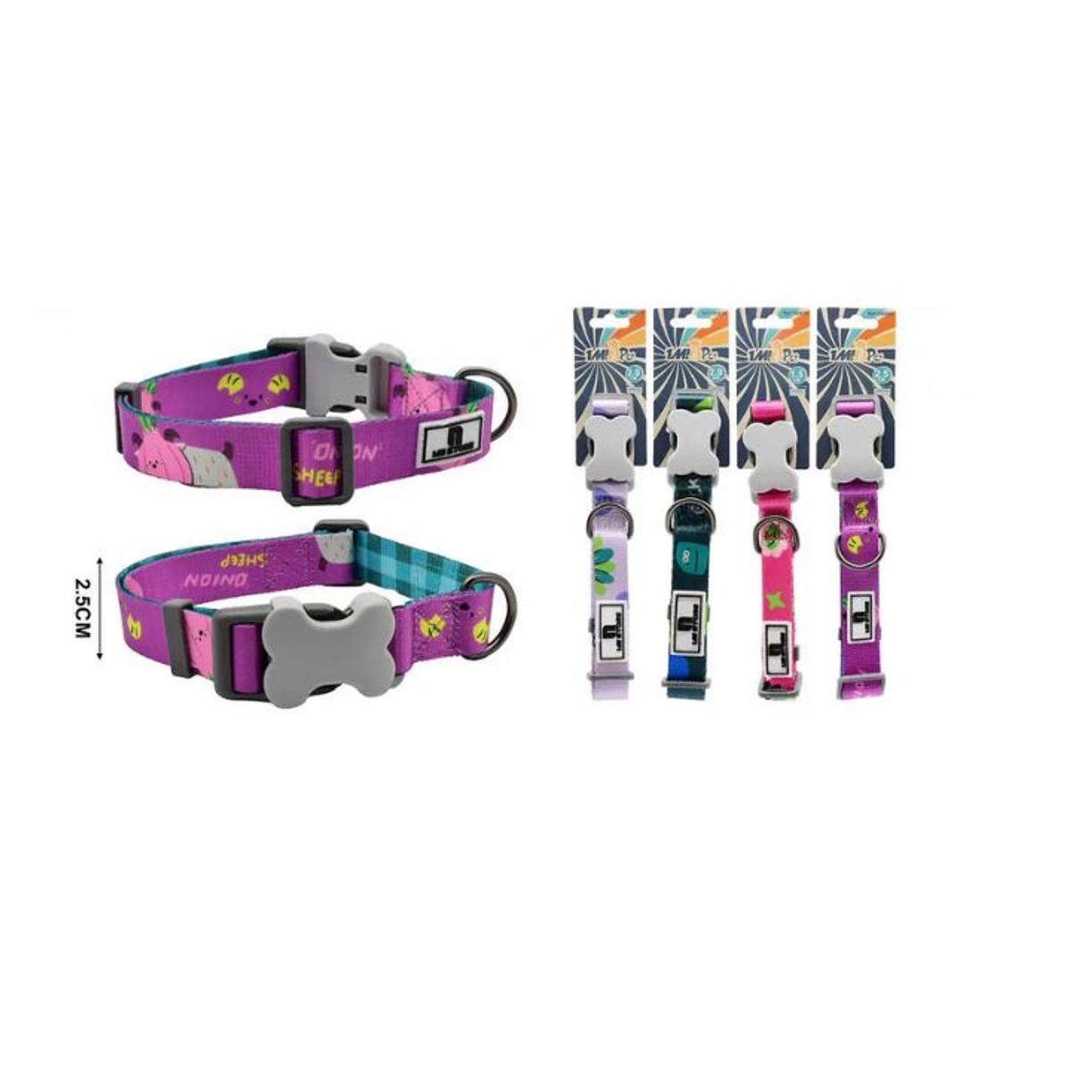 GENERICO - Collar Para Perros Grandes - 2.5cm - Ajustable - Nylon Reforzado Colores Surtidos