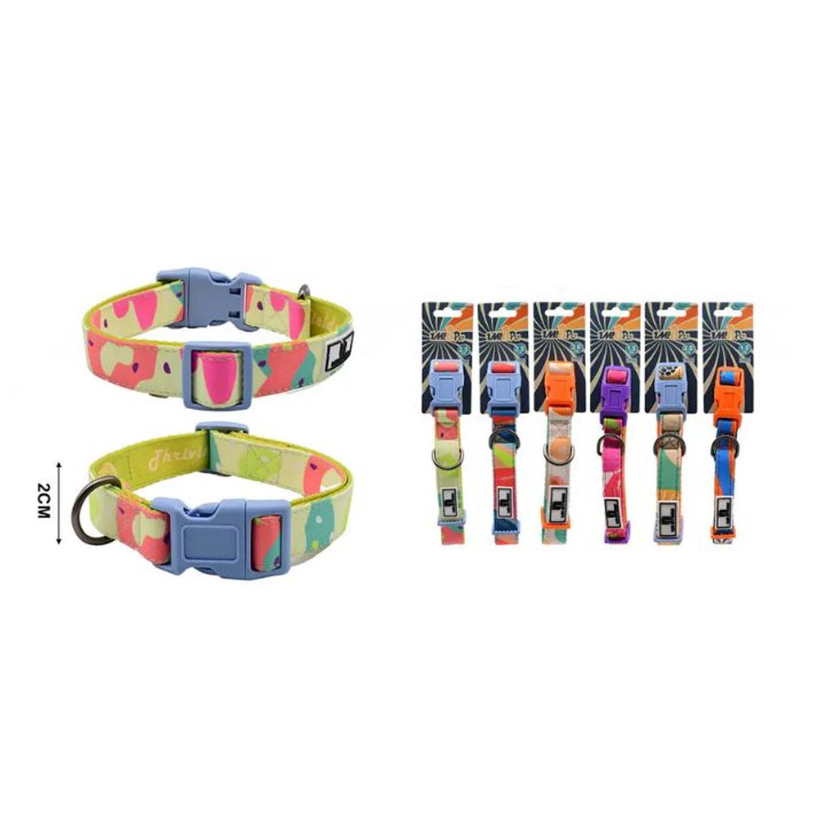 GENERICO - Collar Para Perros Medianos - 2cm - Ajustable - Nylon Reforzado - Colores Surtidos