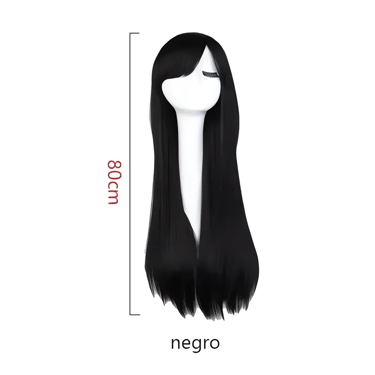 GENERICO - Las Pelucas De Pelo Largas Negras De Cosplay Del Anime 80cm