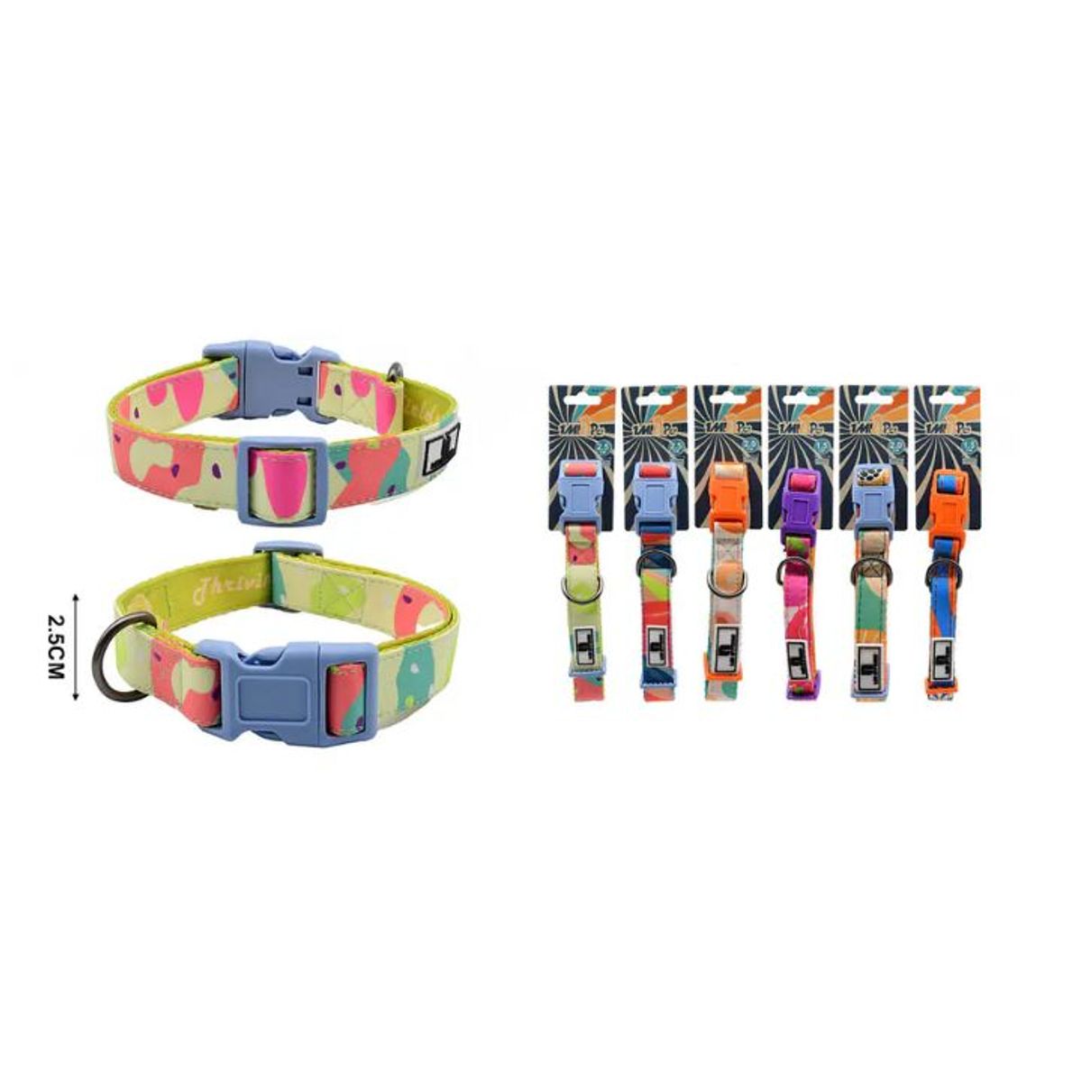 GENERICO - Collar Para Perros Grandes - 2.5cm - Ajustable - Nylon Reforzado - Colores Surtidos