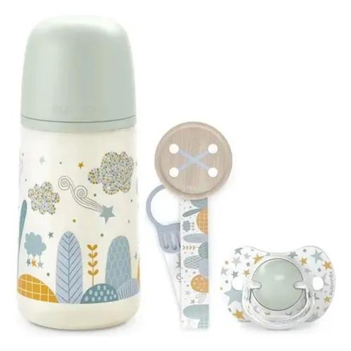SUAVINEX - Set Regalo Mamadera 270ml +chupete 0-6m+broche Suavinex Verde
