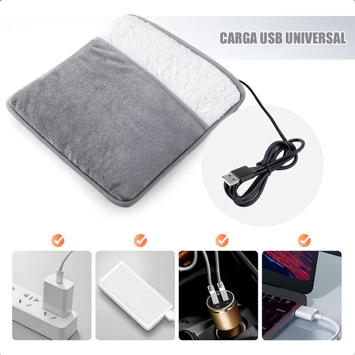 GENERICO - Calienta Pies USB Portátil Eléctrico Recargable
