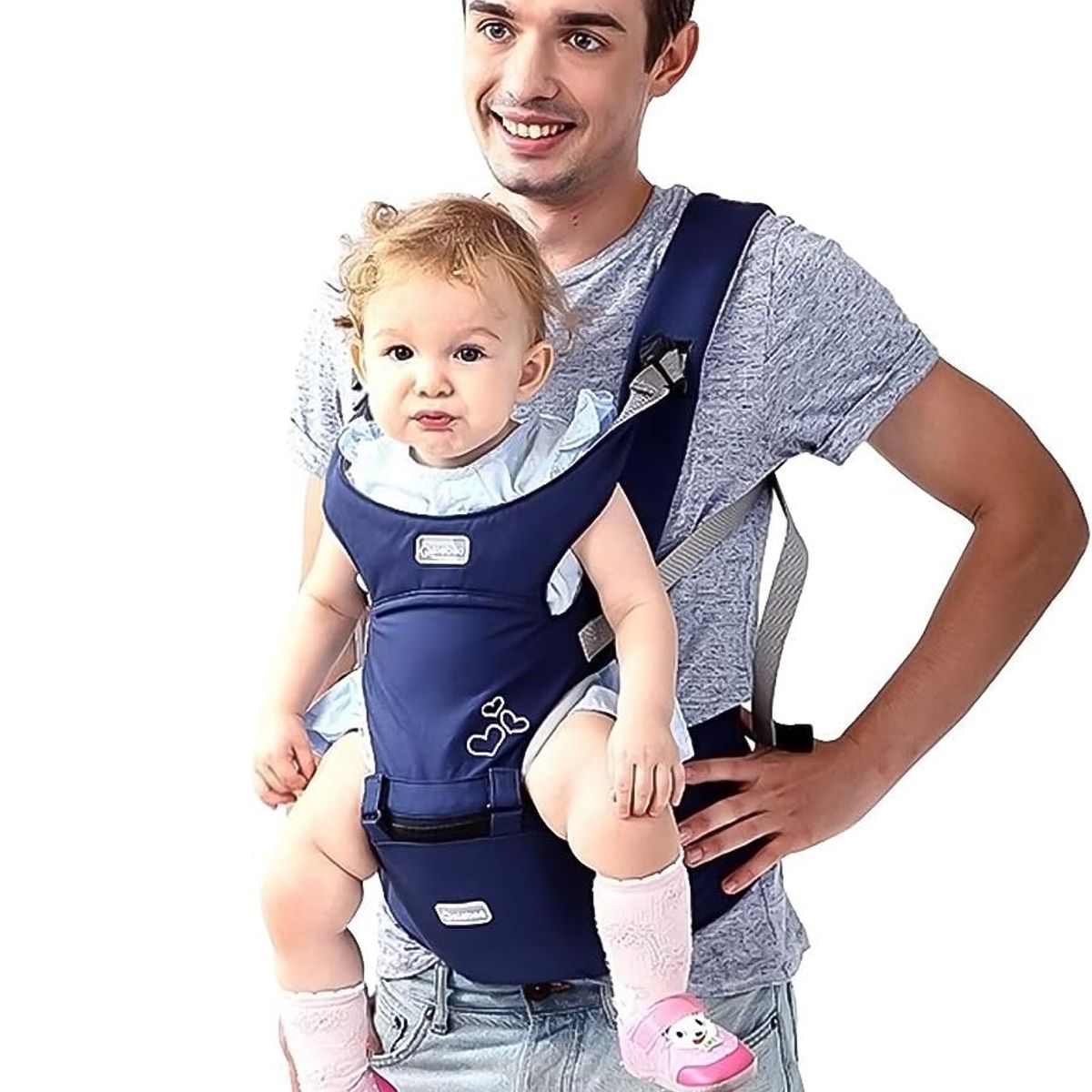 GENERICO - Porta Bebé hasta 36 meses 20 kg algodón, color Azul marino