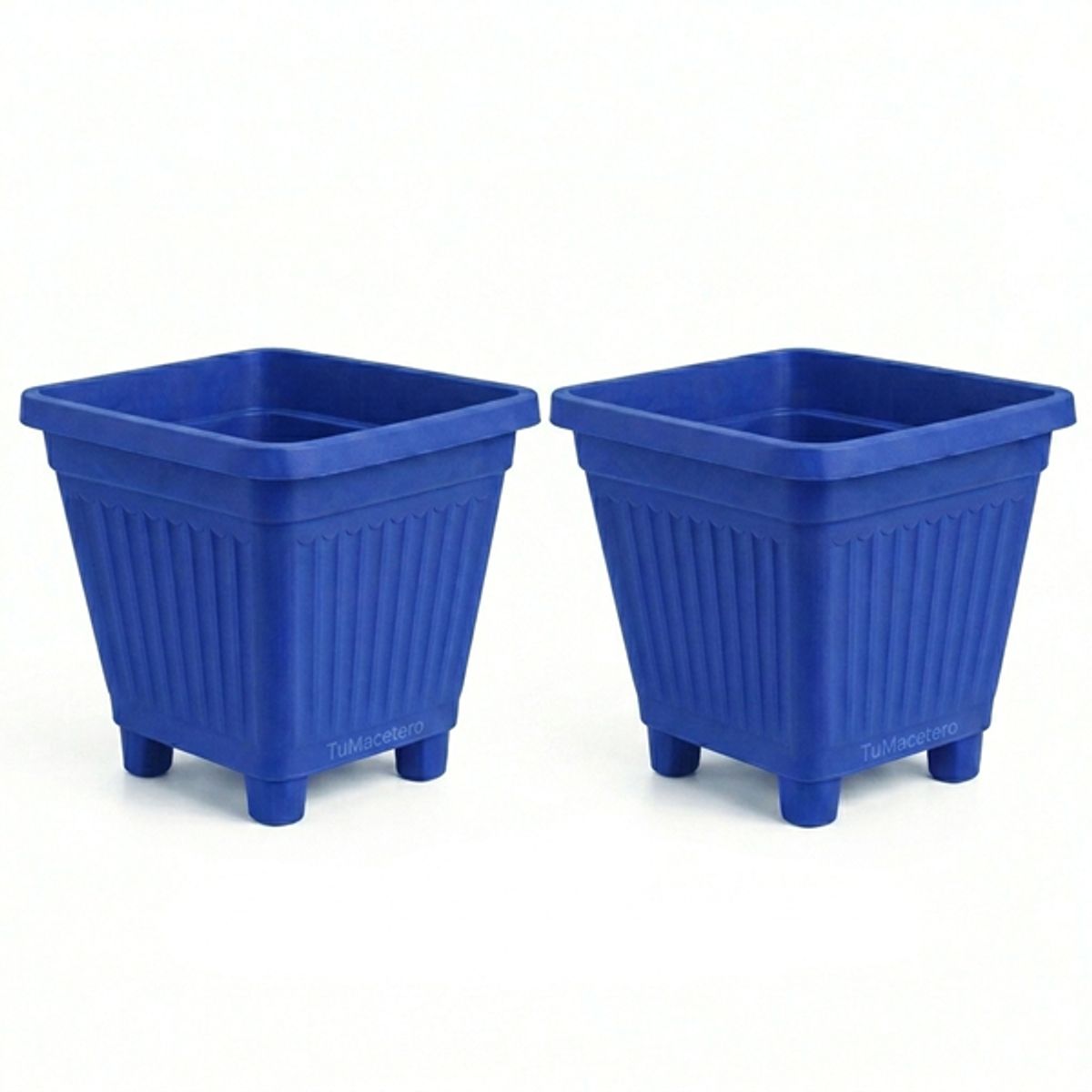 GENERICO - Pack 2 Maceteros Plástico Cuadrado Azul 30 cm