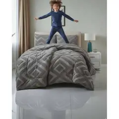 GENERICO - Cubrecama Plush Con Chiporro De Invierno 1.5 Plazas Infantil Diseño Rombo.