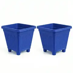 GENERICO - Pack 2 Maceteros Plástico Cuadrado Azul 50 cm
