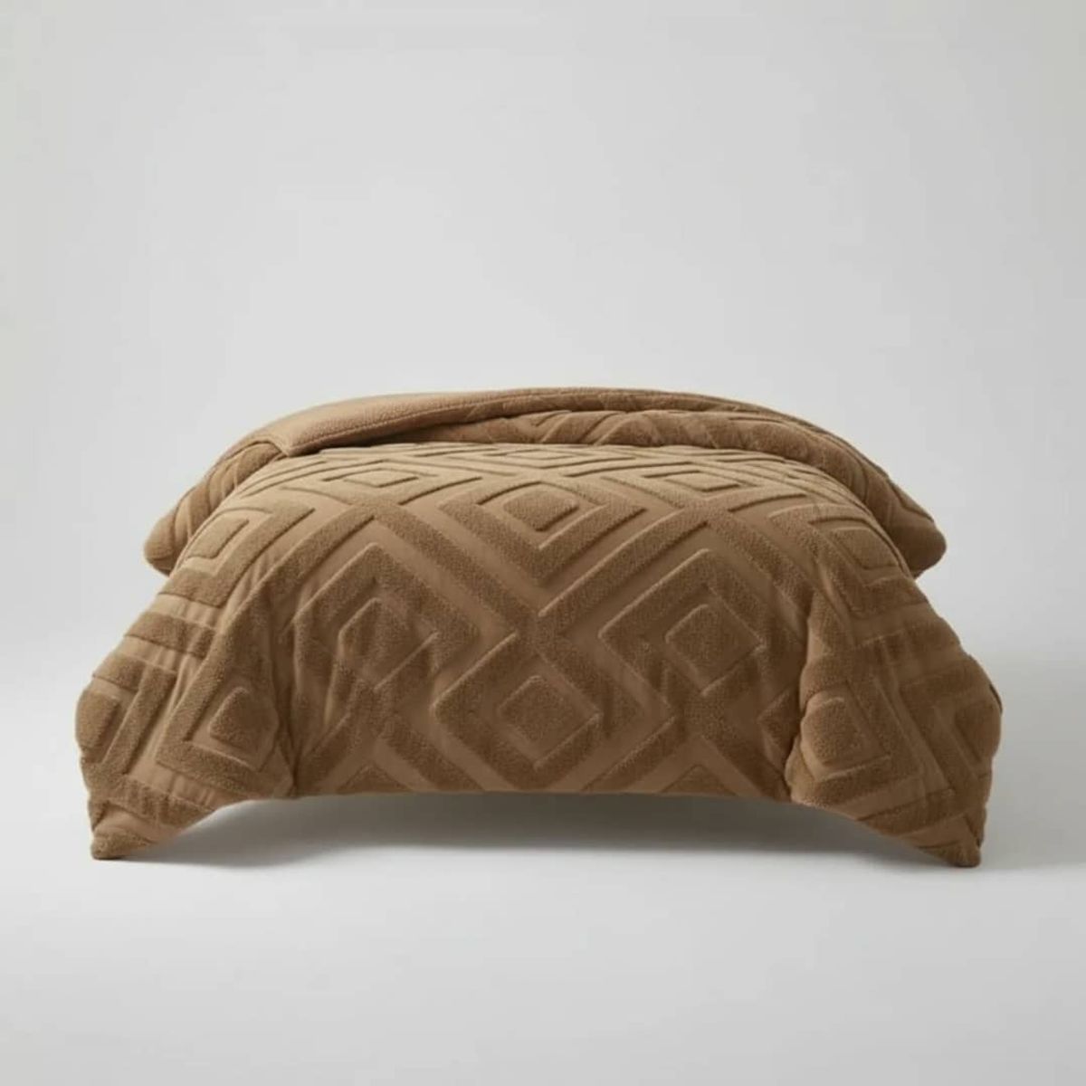 GENERICO - Cubrecama Plush Con Chiporro  De Invierno 2 Plazas Diseño Jacquard Rombo