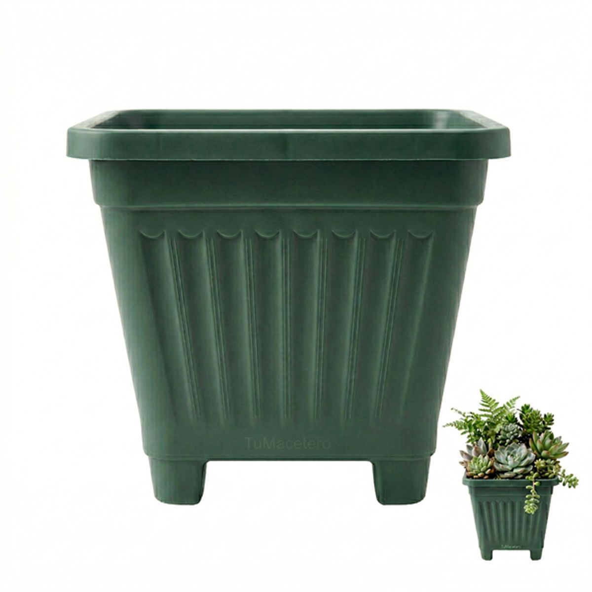 GENERICO - Pack 50 Maceteros Plástico Cuadrado Verde 10 cm