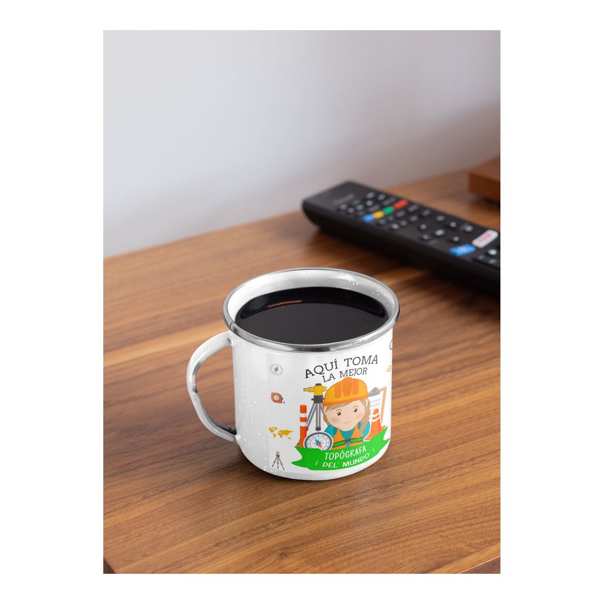 GENERICO - Taza Enlozada Café y Coordenadas - Día de Topógrafa