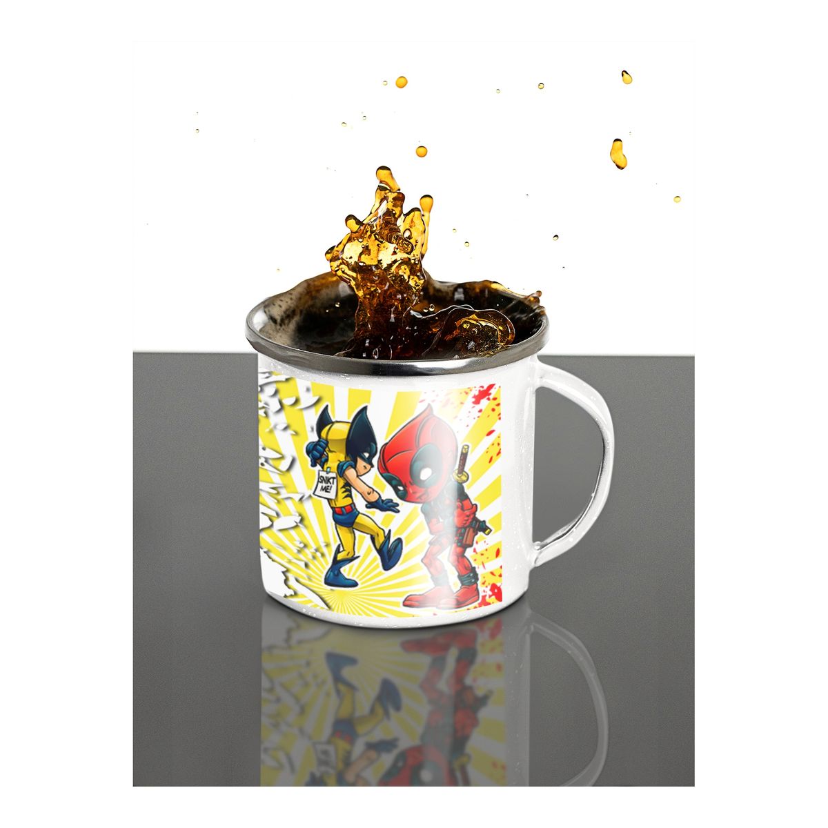 GENERICO - Taza Enlozada Encuentro de Titanes - Deadpool & Wolverine