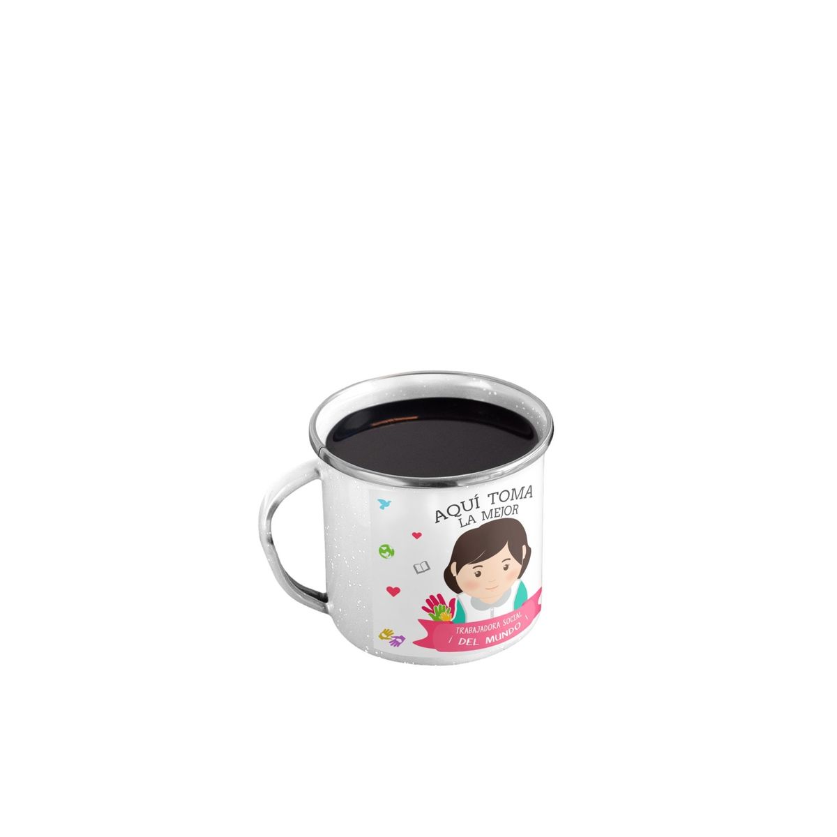 GENERICO - Taza Enlozada Entre Ayuda y Aromas de Café Trabajadora Social