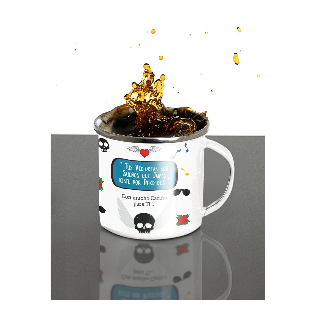 GENERICO - Taza Enlozada Guitarra y Grit - Rock Puro