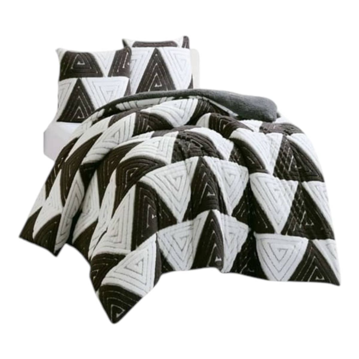 GENERICO - Cubrecama Plush Con Chiporro  De Invierno 2 Plazas Diseño Chevron