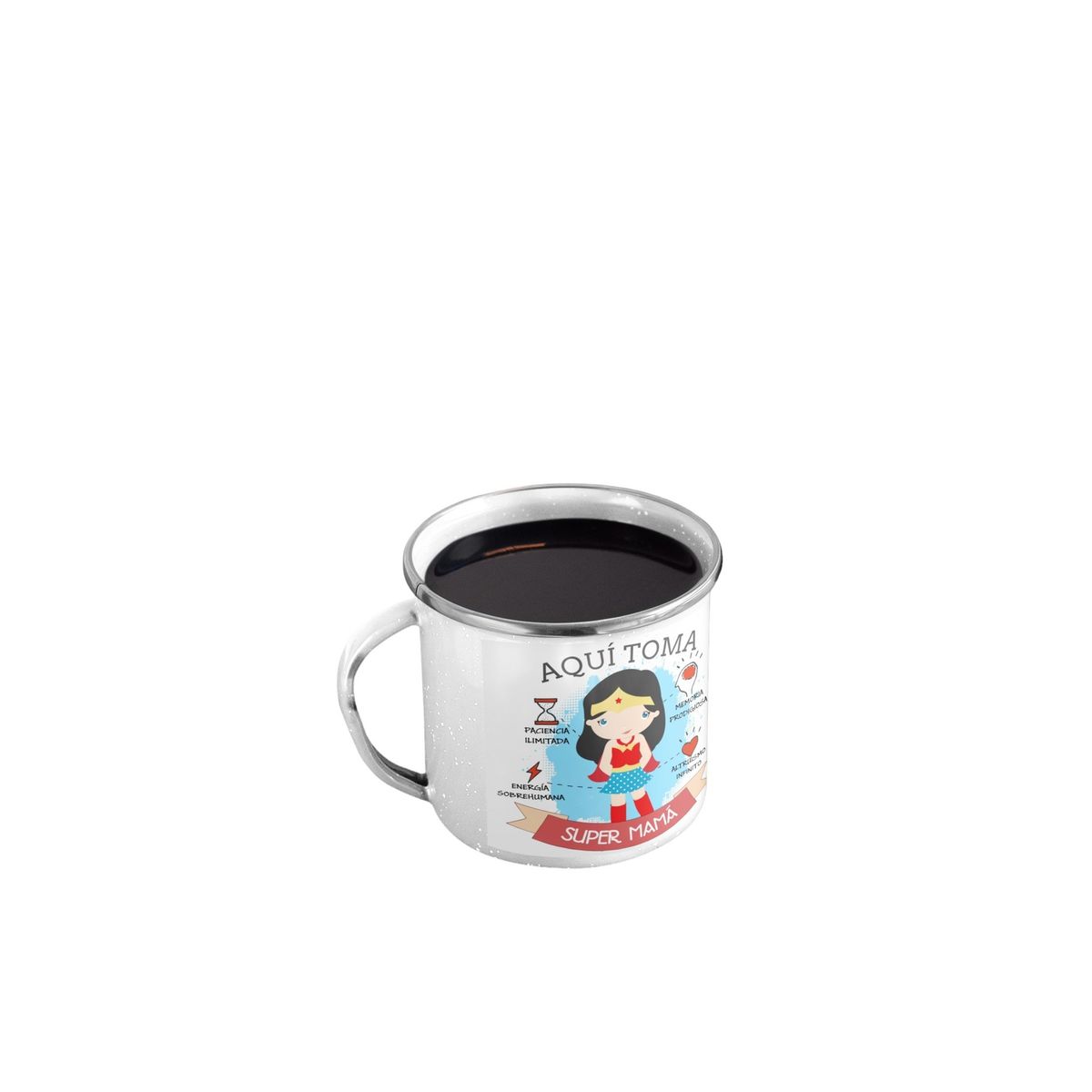 GENERICO - Taza Enlozada Mamá Superheroína - Poder y Protección