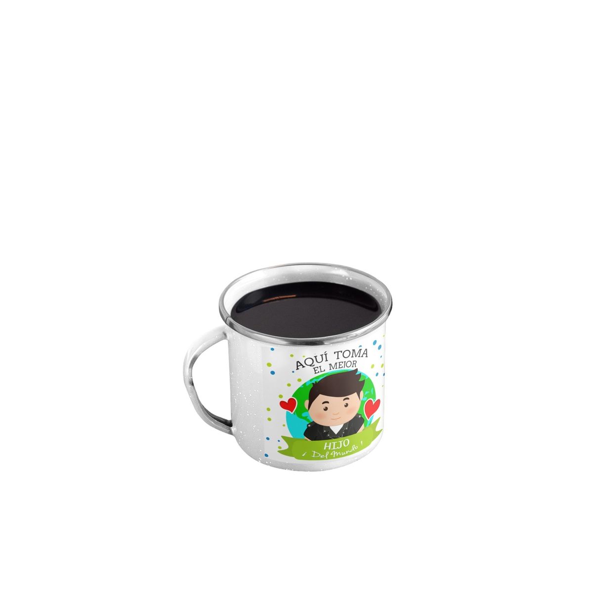GENERICO - Taza Enlozada Mejor Hijo del Mundo - Corazón Valiente