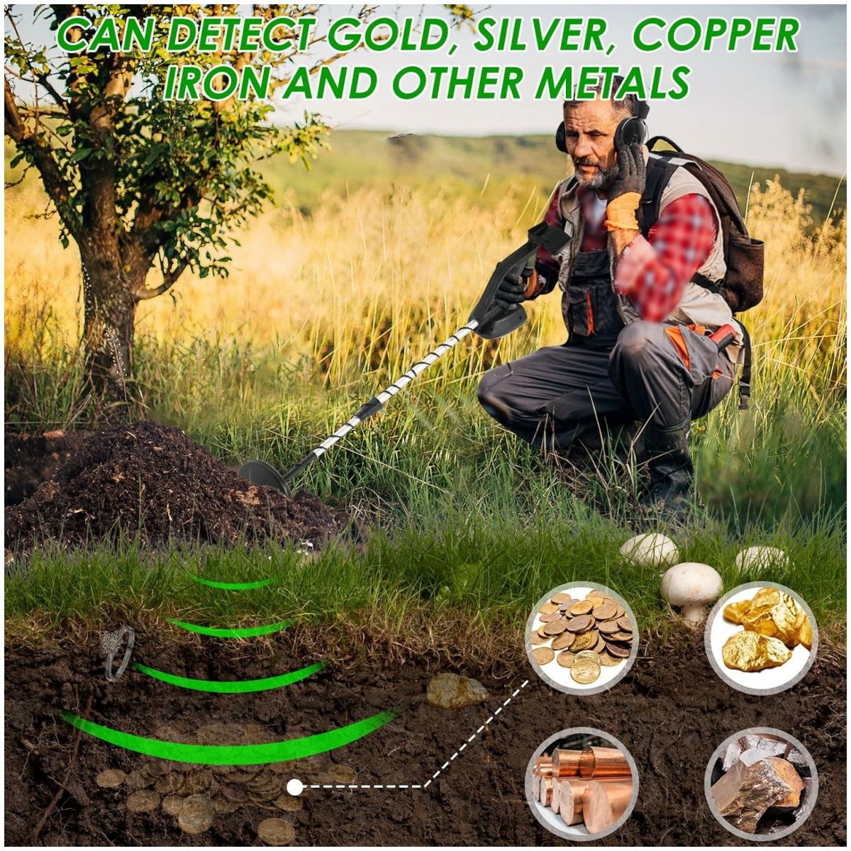 Altamente Sensible Detector De Metales Con Pantalla Lcd MD4030 Impermeable + Pala y Auriculares, marca KUANGYE - Foto 2