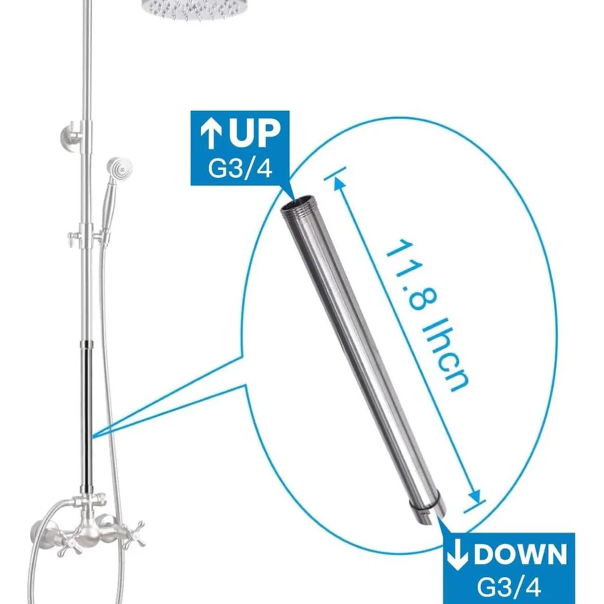 GENERICO - Extensión Cromada Para Columna De Ducha 30cm