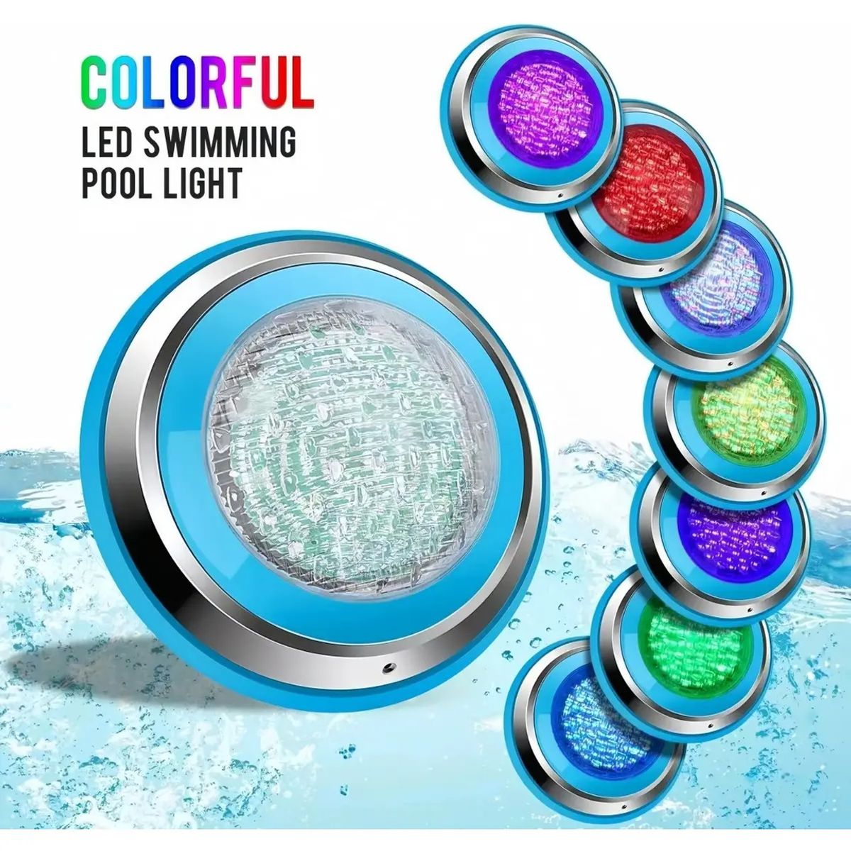 VIDA BUENAS - Foco Led Piscina Multicolor Rgb 12 W + Control Remoto