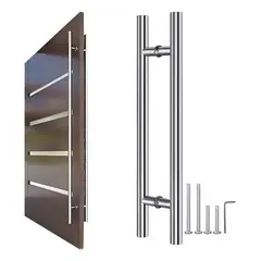 GENERICO - Manillon Doble Acero Inoxidable 100 Cm Para Puerta Madera