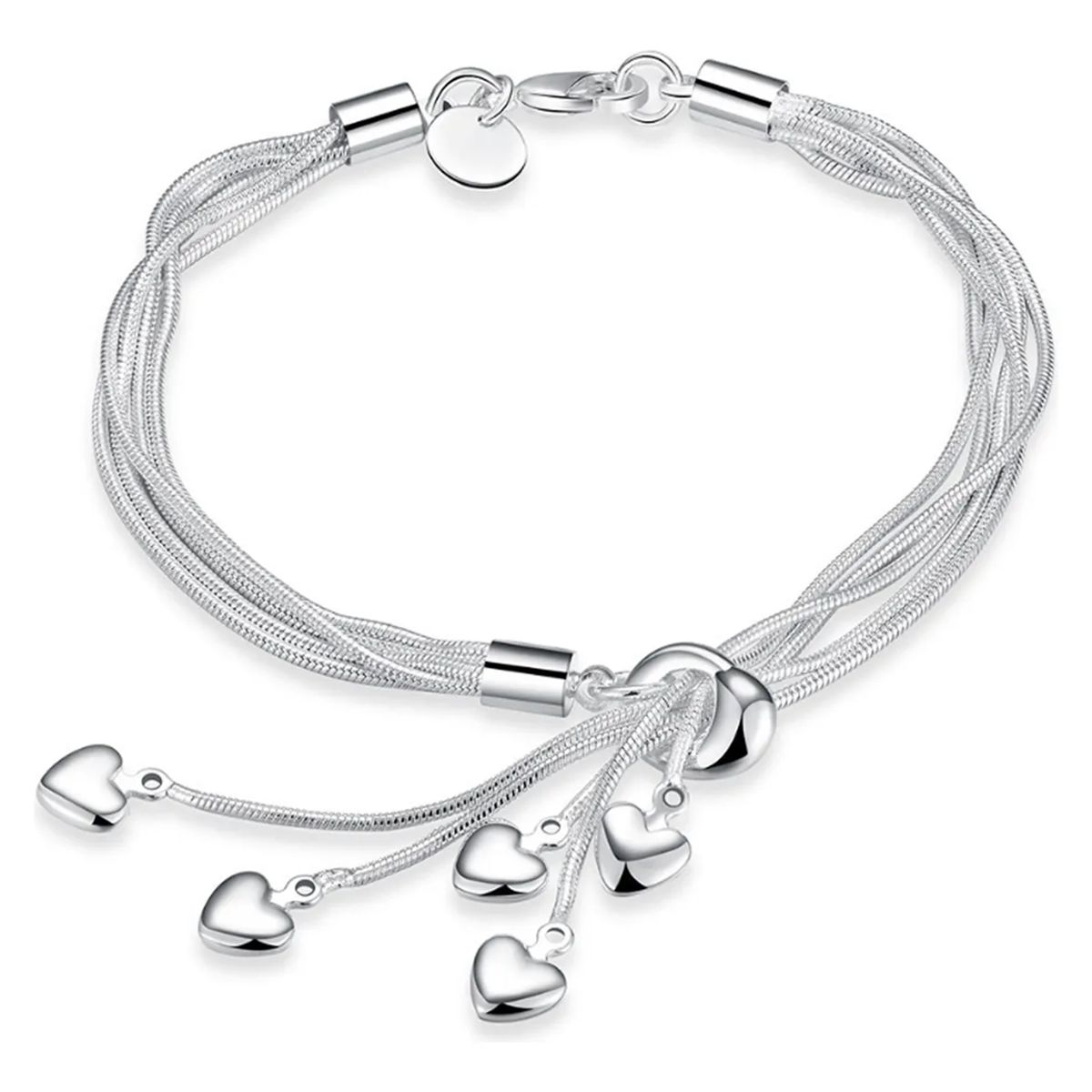 GENERICO - Pulsera Mujer Esclava Brazalete Plata 925 Elegante Corazon