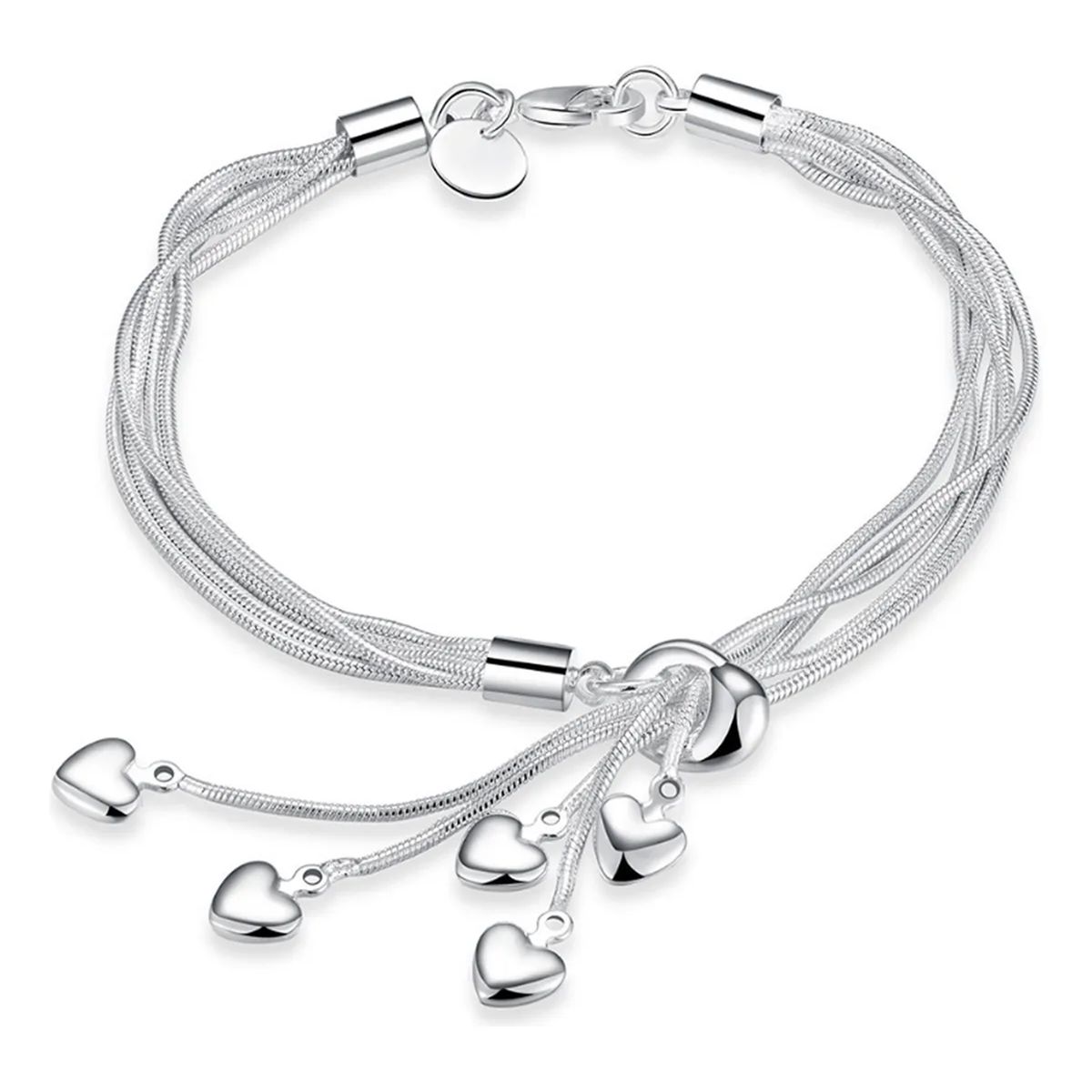 GENERICO - Pulsera Mujer Esclava Brazalete Plata 925 Elegante Corazon
