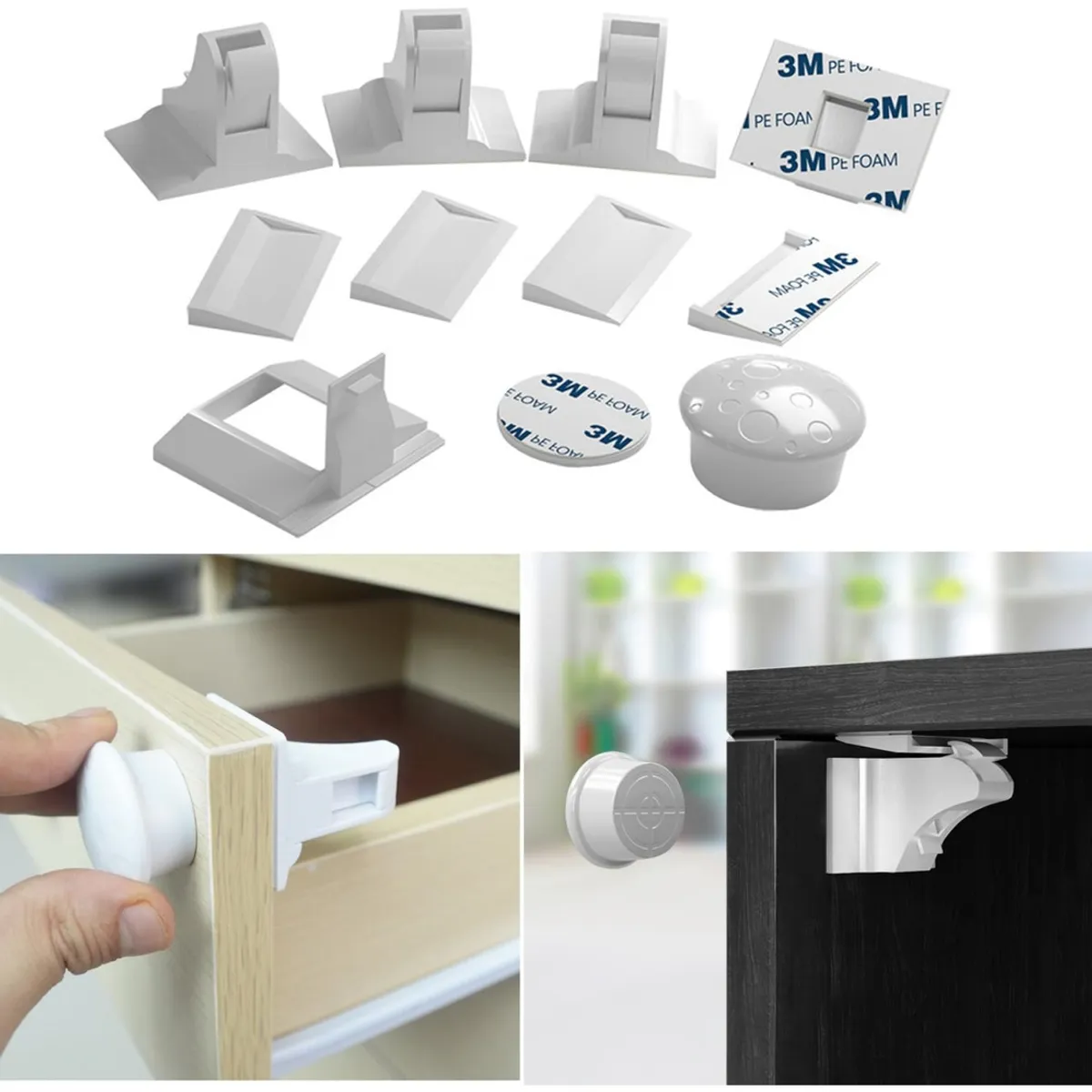 VIDA BUENAS - Pack 4 Seguros Magnéticos para Puertas y Cajones - Seguridad para Bebés y Niños
